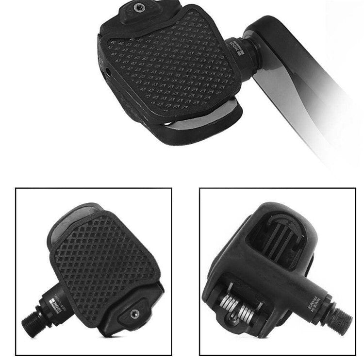 Bike pedal lock to flat converter detail views: textured pad and side mounting