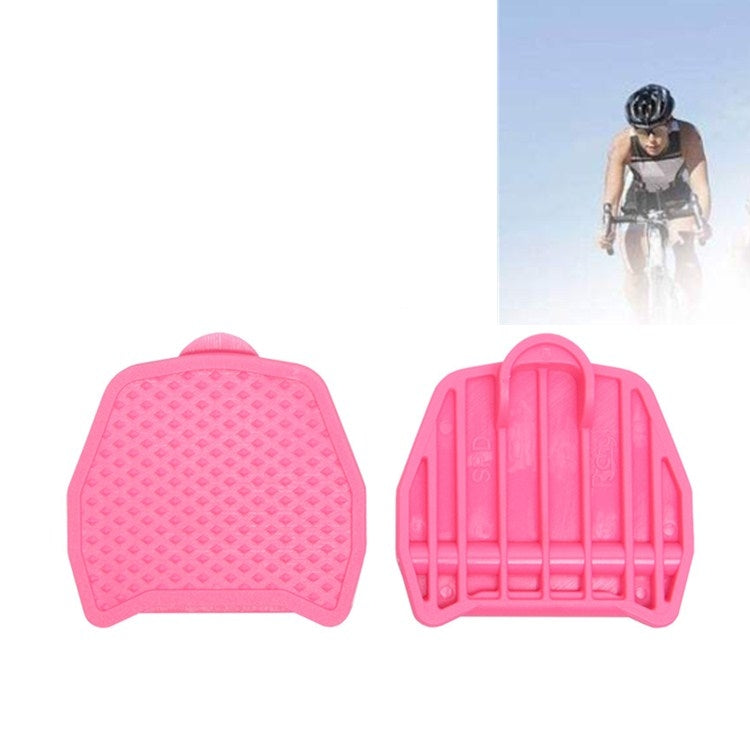 Bike pedal lock to flat converter, pink textured top and ridged underside