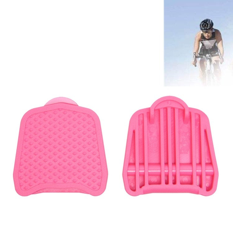 Bike pedal lock to flat converter set, pink textured top and ridged base