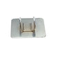 Small square stainless steel cosmetic mixing palette with hinged metal clip base