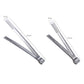 Stainless steel food clip with serrated grippers shown in two lengths