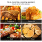 Stainless steel food clip shown in use across four barbecue and serving photos