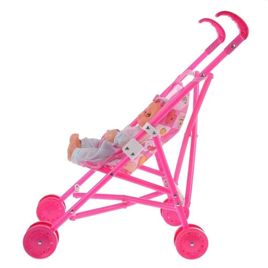 Mini Doll House Plastic Baby Stroller Set Children Educational Toys, Random Color Delivery, Baby Stroller Set