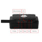 Black GPS tracker with labeled SIM card, GPS, charging, GSM, reset, SOS, power key