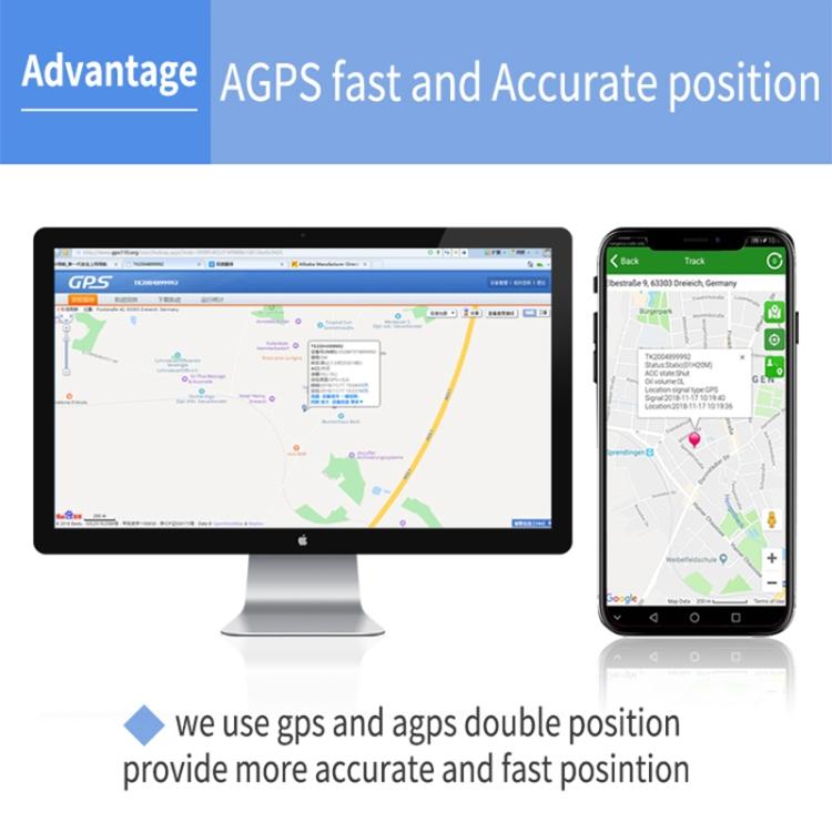 GPS tracking interface shown on computer monitor and smartphone map