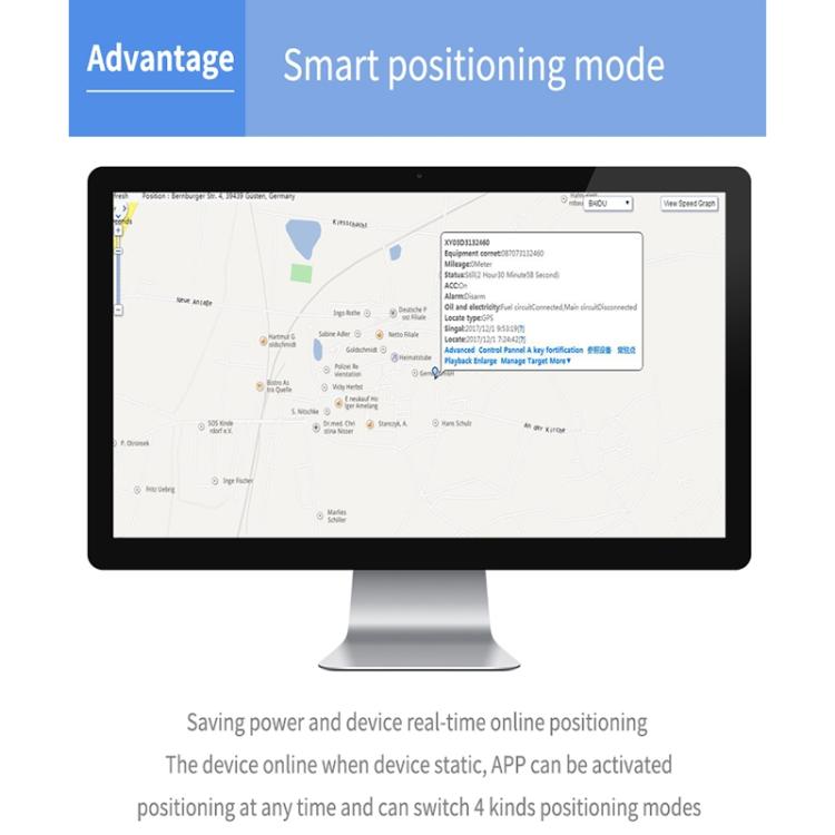 GPS tracking map on computer display showing smart positioning mode