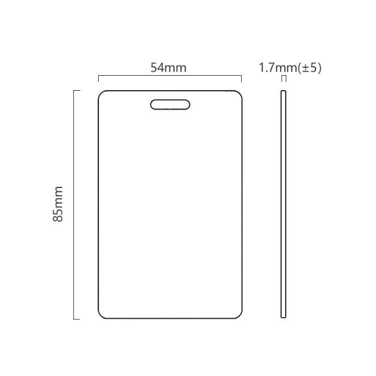 Anti-loss card tracker dimensions: 54mm wide, 85mm tall, 1.7mm thick