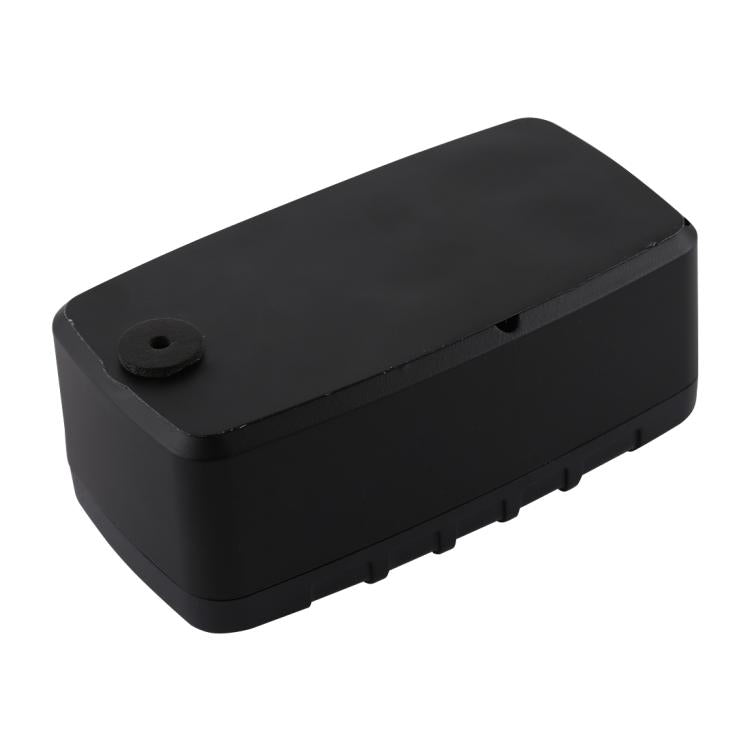 Black GPS tracker in smooth rectangular plastic shell with mounting loop