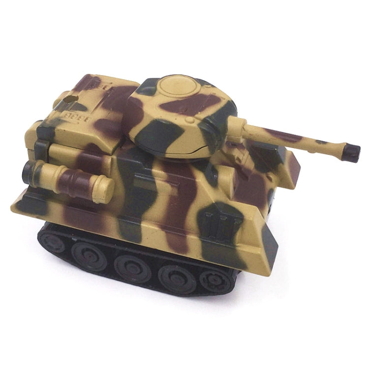 Camo toy tank vehicle, side view with turret and cannon
