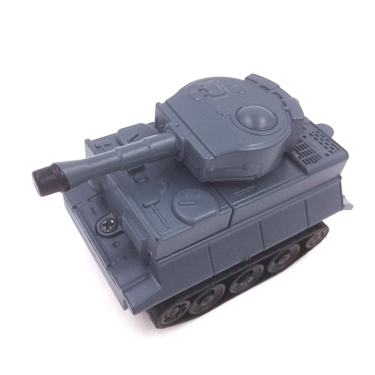 Gray toy tank vehicle with rotating turret and long barrel