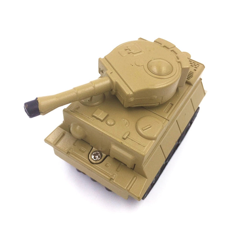 Tan toy tank vehicle with round turret detail and side view