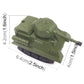 Green toy inductive tank showing size labels: 6.4cm long, 4cm high