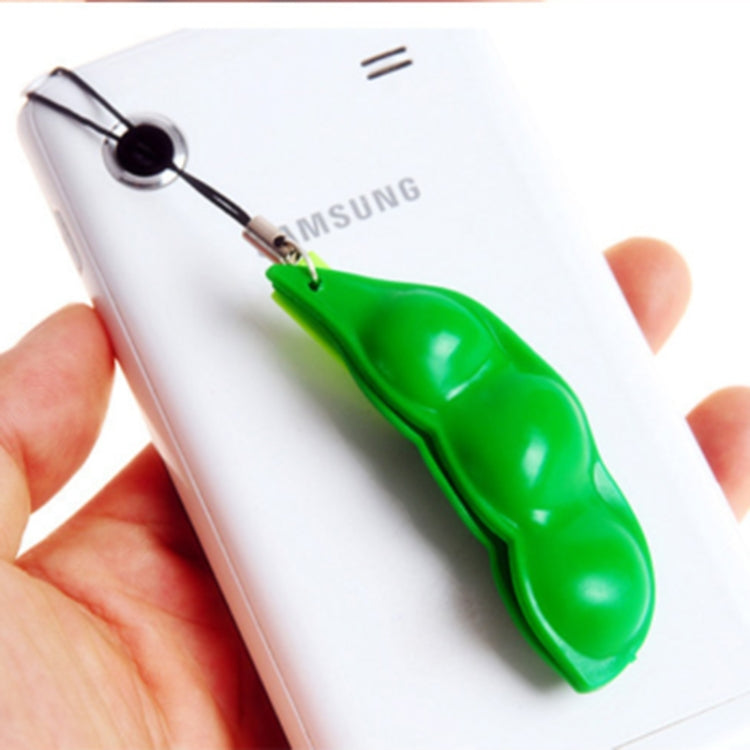Green extrusion pea keychain pendant with keyring and dangling chain