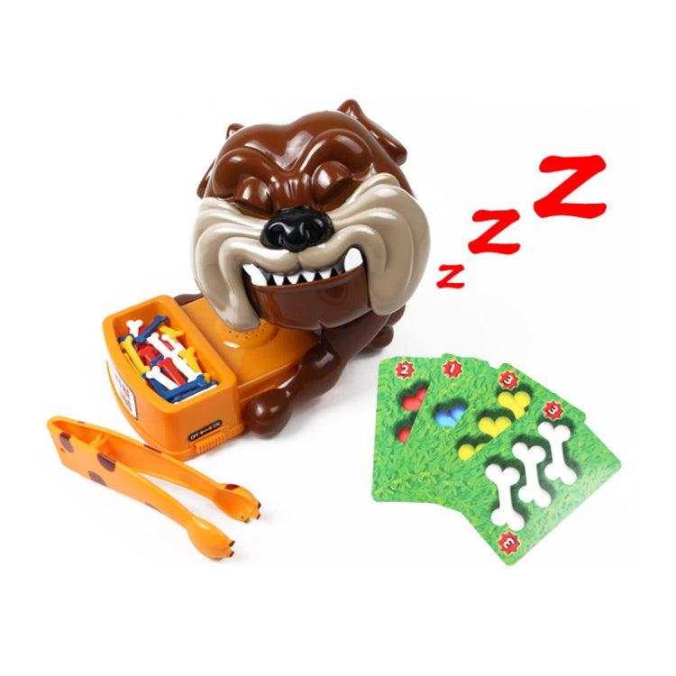 Brown and cream toy dog game with orange launcher and green bone tiles