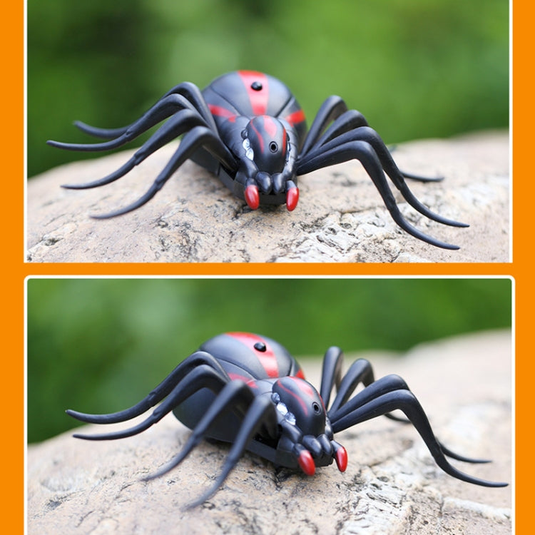 Infrared remote control spider toy, black with red accents and wide-spread legs