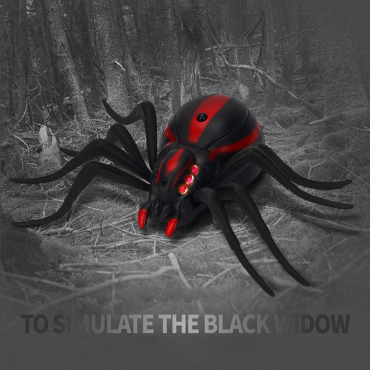 Infrared remote control spider toy, black with red stripe and glowing LED eyes