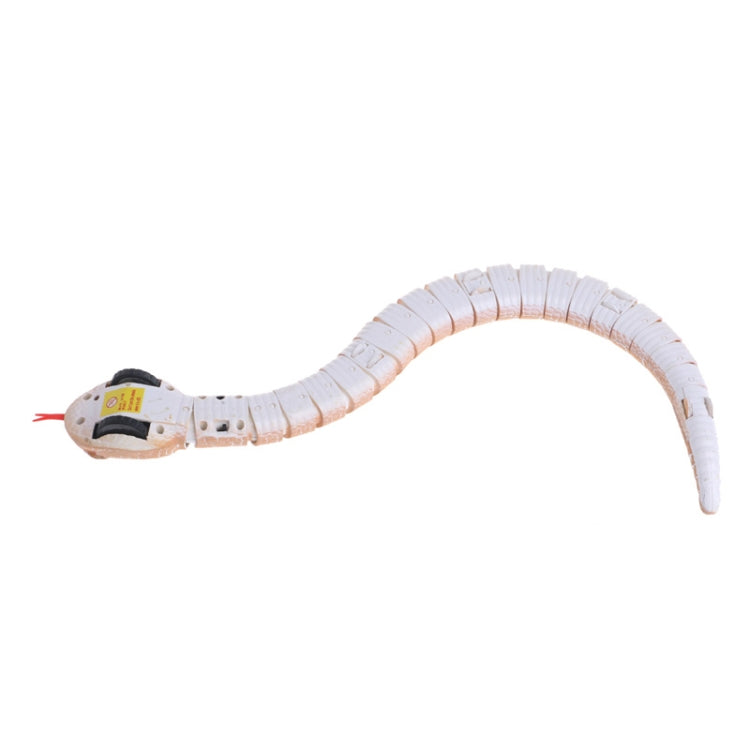 White infrared remote-control snake toy with textured scales and curved tail