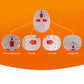 White egg controller with red button icons for channel and turn controls