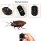 Remote-control cockroach toy with infrared remote in hand, brown wings and dark body