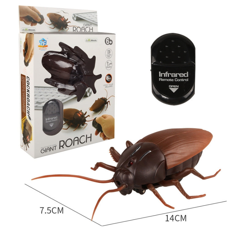 Remote-control cockroach toy with packaging box and infrared remote, brown wings and dark body