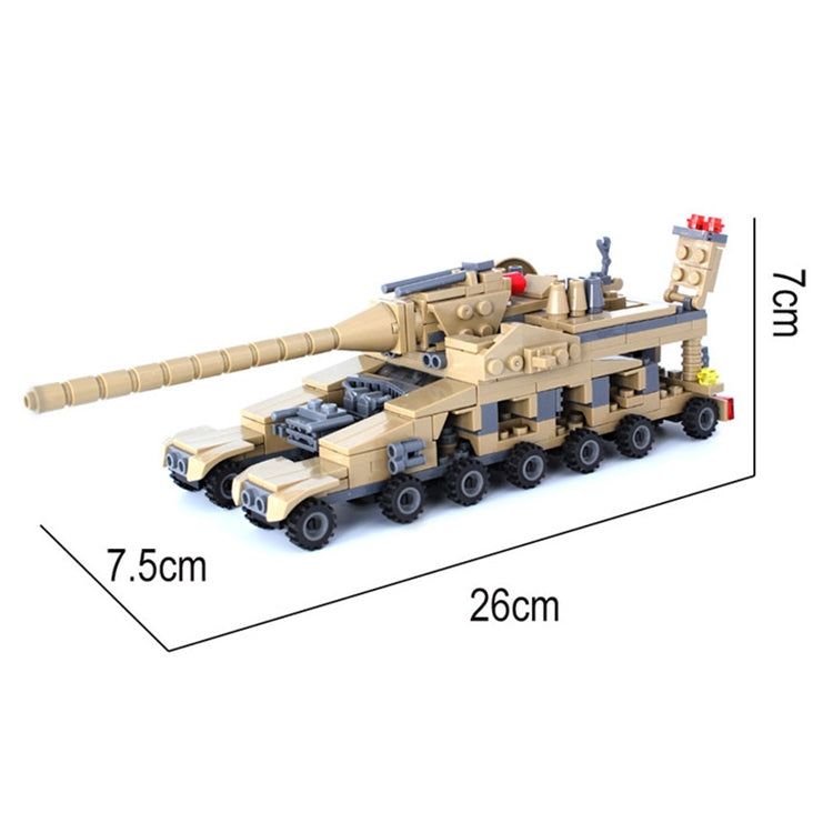 Tan tank building model, 26cm long with 7.5cm height markings