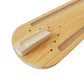 Wooden mini bowling lane close-up with ball return and pin chute