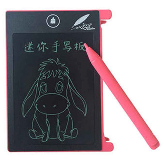 4.4-inch pink LCD writing tablet with stylus, screen shows a line-drawn animal