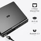 Handheld gaming PC with ethernet port and wireless connectivity icons, black