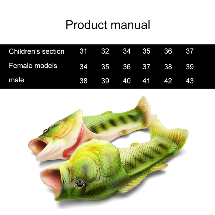 Fish-shaped EVA kids’ beach sandals in green and yellow, pair lying flat