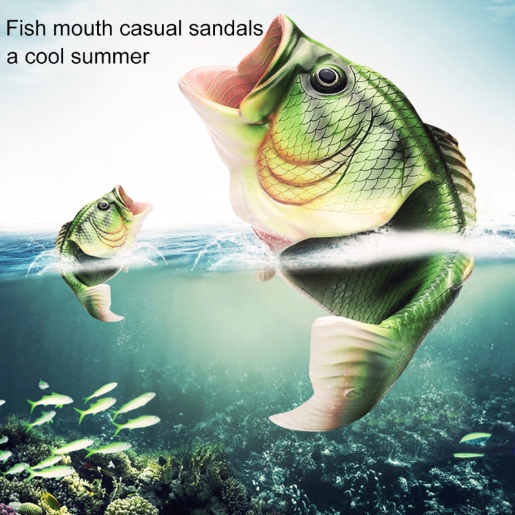 Fish-mouth casual sandals with green scale look and open toe, for summer wear.