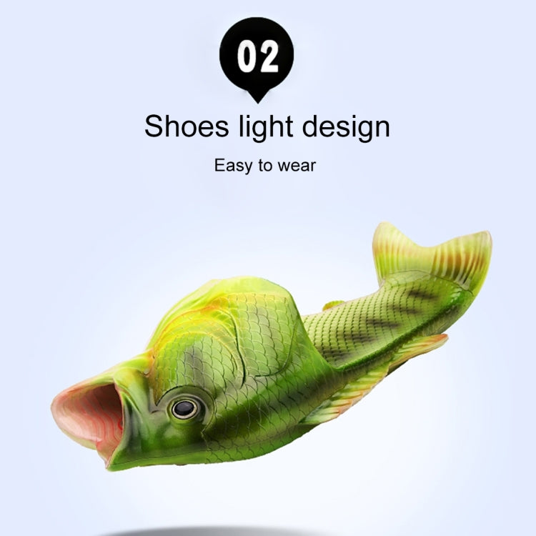 Lightweight fish-shaped slide sandals, green scale look and open toe slip-on design.