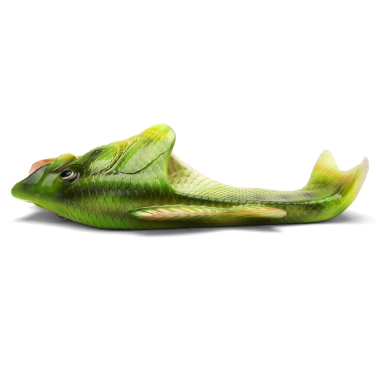 Green fish-shaped slip-on sandal, molded EVA with fin detail