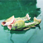 Fish-shaped green sandals floating in water, open toe EVA slip-on style