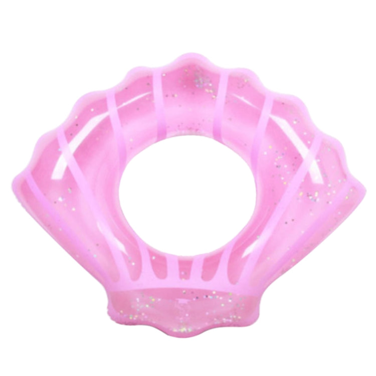 Pink shell-shaped inflatable swimming ring with central round opening