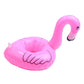 Inflatable pink flamingo shaped floating drink holder with side cup holder