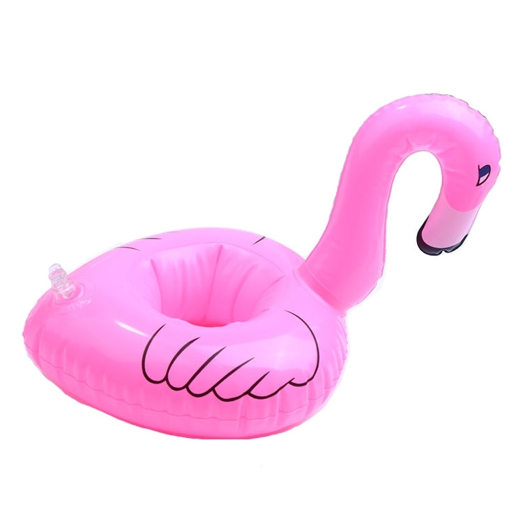 Inflatable pink flamingo shaped floating drink holder with side cup holder
