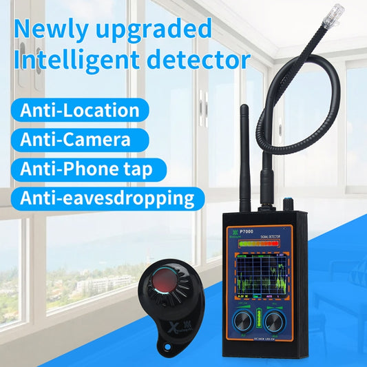 Radio wave detector with LED screen and antennas, plus round sensor unit