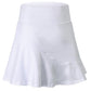 White mini sports skirt with diagonal panel seam and flared hem