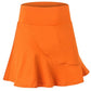 Orange mini sports skirt with diagonal front seam and soft flare