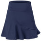 Women’s quick-drying A-line sports skirt, blue-toned navy with wide waistband and flared hem