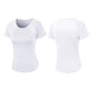 Women’s fitted round-neck short-sleeve T-shirt, white, front and back views