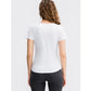 Women’s fitted short-sleeve T-shirt, round neck, white, back view