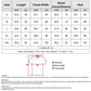 T-shirt size chart with measurements by size S to XXL