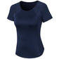 Women’s fitted round-neck short-sleeve T-shirt, navy blue