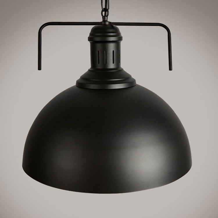 Black dome-shade pendant light with hanging chain and E27 socket