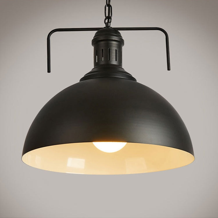 Black pendant light with lit underside, warm white glow and E27 socket