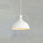 White single-head iron pendant light with dome shade and E27 socket