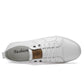Men's white lace-up sneakers with interior sole label and eyelets detail