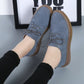 Women's blue suede lace-up casual shoes with flat rubber sole