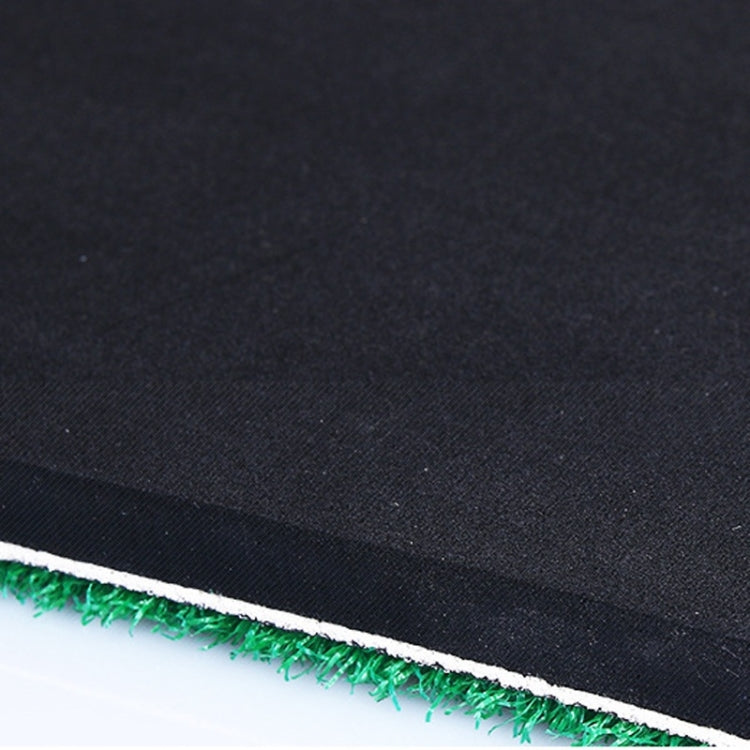 Mat edge view showing black border and green artificial grass pile